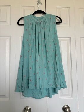 Jachs Girlfriend Mint Green Sleeveless Tunic with Pink Accents